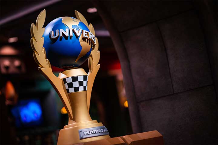 Atracão da área de Super NIntendo na Universal Studios Hollywood, inspirada no videogame Mario Kart com tecnologia de projeção mapeada